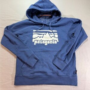 Patagonia Womens Small Fitz Roy Rambler Organic Hoody Blue